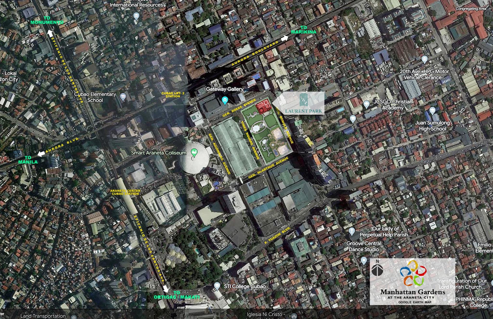 Map view of Laurent Park in Araneta City, Cubao